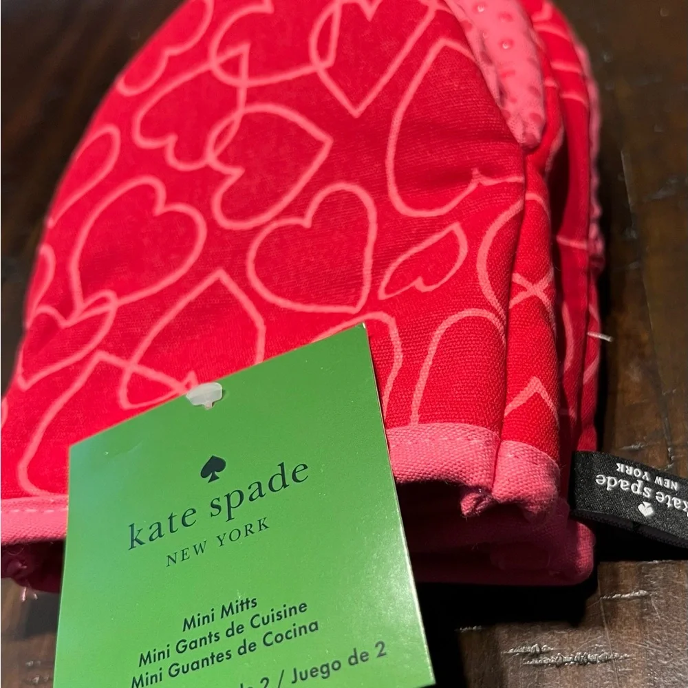 Kate Spade New York Red and Pink Heart Kitchen Towels and Mini Mitts